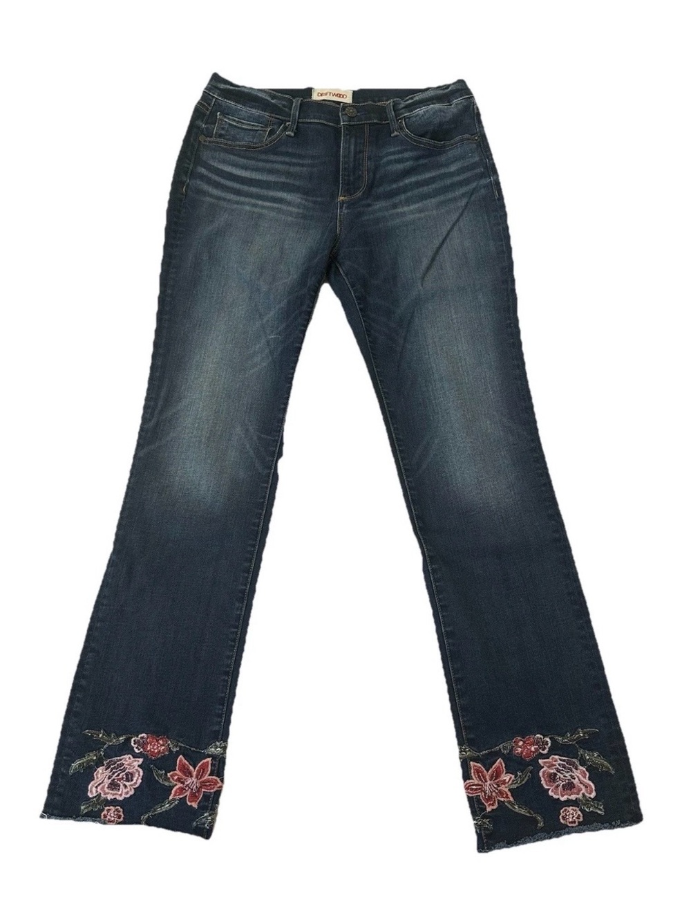 Driftwood Colette Embroidered Floral Straight Leg Crop Jeans 29x26 Boho Sundance